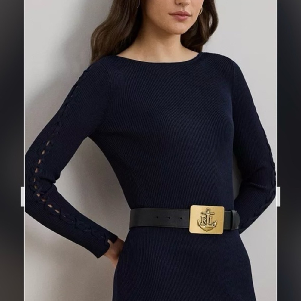 Lauren Ralph Lauren Women's Rib-Knit Boatneck Sweater in Navy Size L